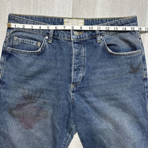 Free People Grunge distressed Jeans Sz 27 Raw Hem High Waist Button fly closure - Picture 4 of 7